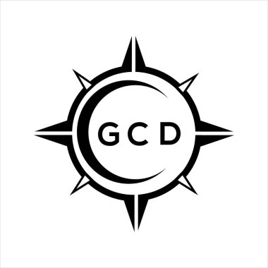 GCD soyut teknoloji çemberi beyaz arkaplan üzerine logo tasarımı ayarlıyor. GCD yaratıcı harf logosu.