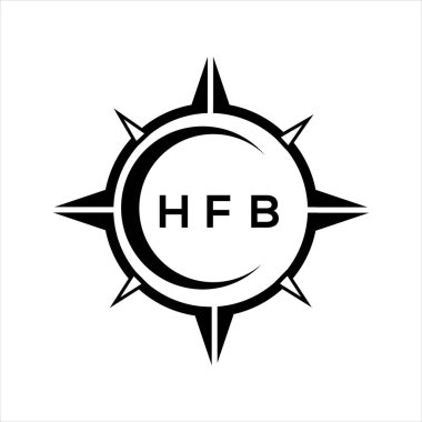 HFB soyut teknoloji çemberi logo tasarımını beyaz arka plana ayarlıyor. HFB yaratıcı harflerin baş harfleri..