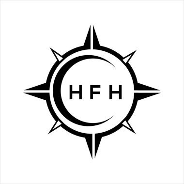 HFH soyut teknoloji çemberi logo tasarımını beyaz arka plana ayarlıyor. HFH yaratıcı harfler harfi logosu.