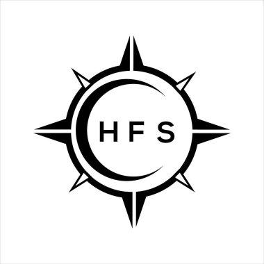 HFS soyut teknoloji çemberi logo tasarımını beyaz arka plana ayarlıyor. HFS yaratıcı harfler harfi logosu.