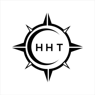 HHT soyut teknoloji çemberi logo tasarımını beyaz arka plana ayarlıyor. HHT yaratıcı harfler harfi logosu.