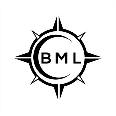 BML soyut teknoloji çemberi logo tasarımını beyaz arka plana ayarlıyor. BML yaratıcı harfler harfi logosu.
