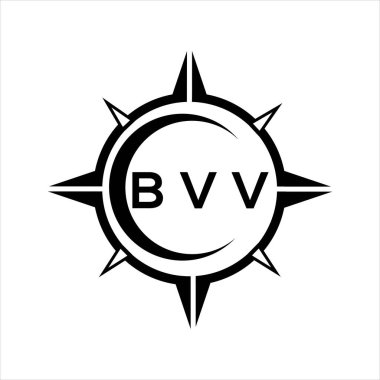 BVV soyut teknoloji çemberi logo tasarımını beyaz arka plana ayarlıyor. BVV yaratıcı harflerin baş harfleri logosu.