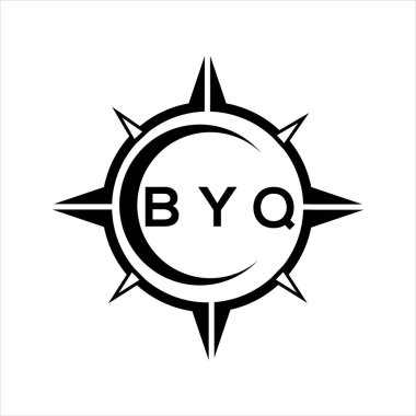 BYQ soyut teknoloji çemberi logo tasarımını beyaz arka plana ayarlıyor. BYQ yaratıcı harflerin baş harfleri..