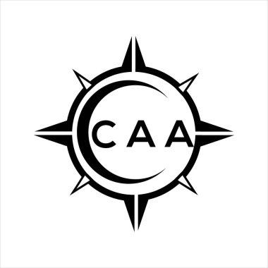 CAA soyut teknoloji çemberi beyaz arka planda logo tasarımı ayarlıyor. CAA yaratıcı harfler harfi logosu.