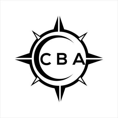 CBA soyut teknoloji çemberi beyaz arka planda logo tasarımı ayarlıyor. CBA yaratıcı harf logosu.
