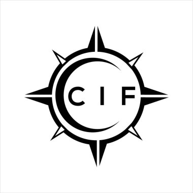 CIF soyut teknoloji çemberi logo tasarımını beyaz arka plana ayarlıyor. CIF yaratıcı harf logosu.