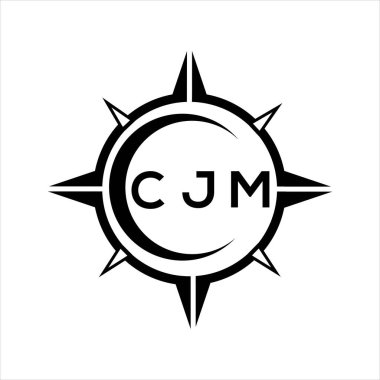 CJM soyut teknoloji çemberi logo tasarımını beyaz arka plana ayarlıyor. CJM yaratıcı harf logosu.