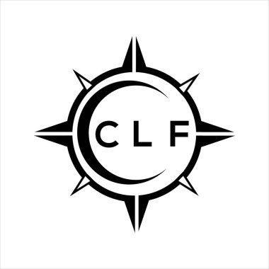 CLF soyut teknoloji çemberi logo tasarımını beyaz arka plana ayarlıyor. CLF yaratıcı harf logosu.