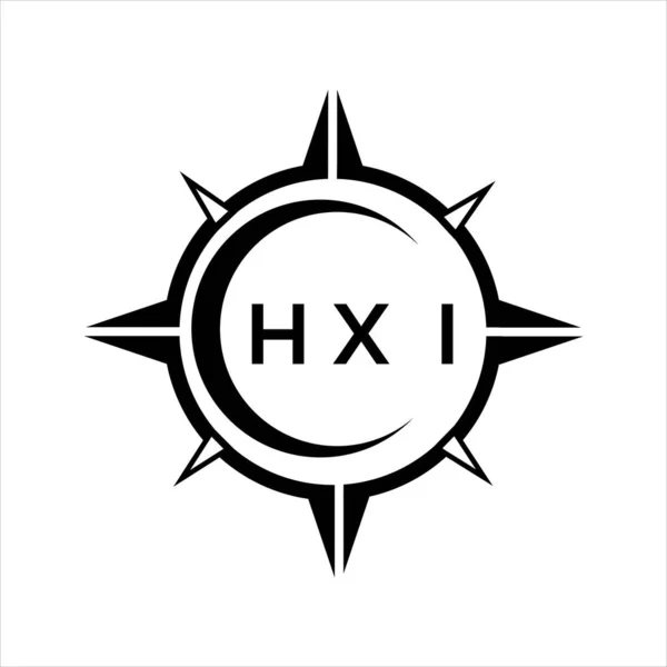 Hxi Tecnologia Astratta Cerchio Impostazione Logo Design Sfondo Bianco Logo — Vettoriale Stock