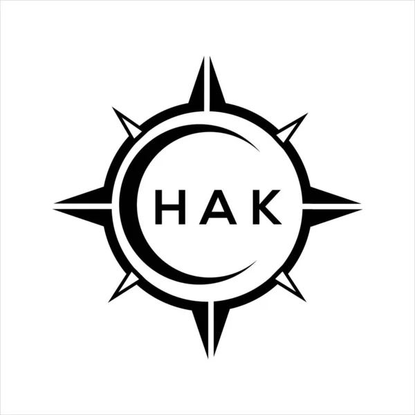 Projeto Abstrato Logotipo Configuração Círculo Tecnologia Hak Fundo Branco Hak — Vetor de Stock