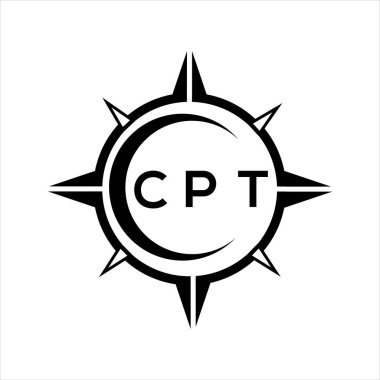 CPT soyut teknoloji çemberi logo tasarımını beyaz arka plana ayarlıyor. CPT yaratıcı harf logosu.