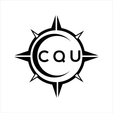 CQU soyut teknoloji çemberi logo tasarımını beyaz arka plana ayarlıyor. CQU yaratıcı harfler harfi logosu.