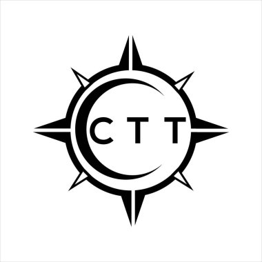 CTT soyut teknoloji çemberi beyaz zemin üzerine logo tasarımı ayarlıyor. CTT yaratıcı harfler harfi logosu.