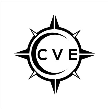 CVE soyut teknoloji çemberi logo tasarımını beyaz arka plana ayarlıyor. CVE yaratıcı harfler harfi logosu.