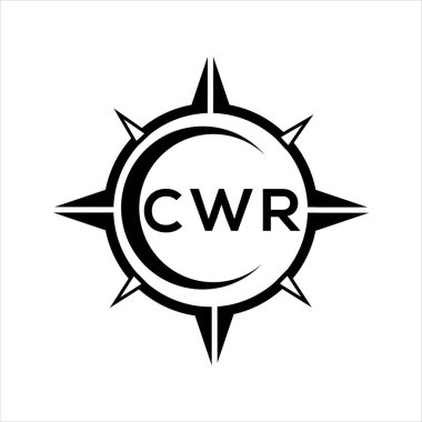 CWR soyut teknoloji çemberi logo tasarımını beyaz arka plana ayarlıyor. CWR yaratıcı harflerin baş harfleri logosu.