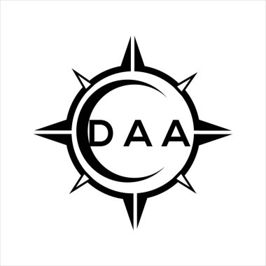 DAA soyut teknoloji çemberi logo tasarımını beyaz arka plana ayarlıyor. DAA yaratıcı harf logosu.