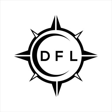 DFL soyut teknoloji çemberi logo tasarımını beyaz arka plana ayarlıyor. DFL yaratıcı harflerin baş harfleri harf logosu. DFL soyut teknoloji dairesi beyaz arkaplan üzerine logo tasarımı ayarlıyor. DFL yaratıcı harfler harfi logosu.