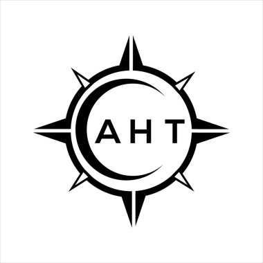Beyaz arkaplanda AHT soyut monogram kalkan logosu tasarımı. AHT yaratıcı harf logosu.