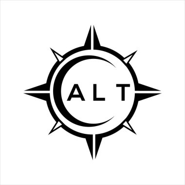 Beyaz arkaplanda ALT soyut monogram kalkan logosu tasarımı. ALT yaratıcı harfler harfi logosu.