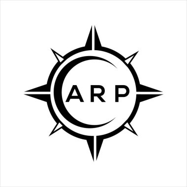 Beyaz arkaplanda ARP soyut monogram kalkan logosu tasarımı. ARP yaratıcı baş harfleri harf logosu.