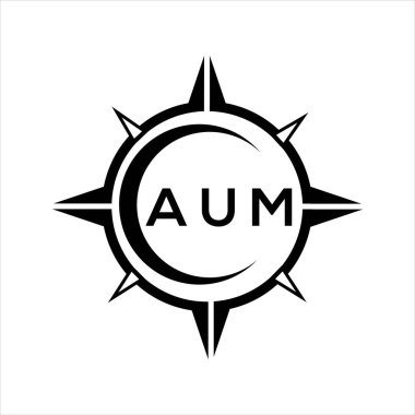 Beyaz arka planda AUM soyut monogram kalkan logosu tasarımı. AUM yaratıcı harf logosu.
