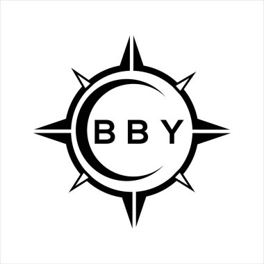 Beyaz arka planda BBY soyut monogram kalkan logosu tasarımı. BBY yaratıcı harfler harfi logosu.