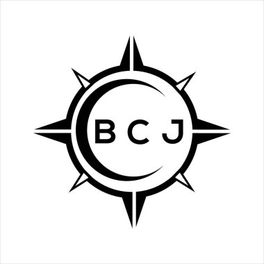 Beyaz arka planda BCJ soyut monogram kalkan logosu tasarımı. BCJ yaratıcı harflerin baş harfleri logo.