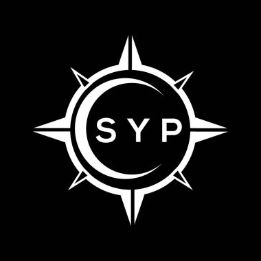 Siyah arka planda SYP soyut teknoloji logosu tasarımı. SYP yaratıcı harflerin baş harfleri logo kavramı.
