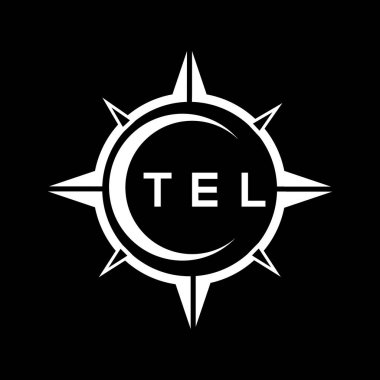 Kara zemin üzerine TEL soyut teknoloji logo tasarımı. TEL yaratıcı harf logosu kavramı.