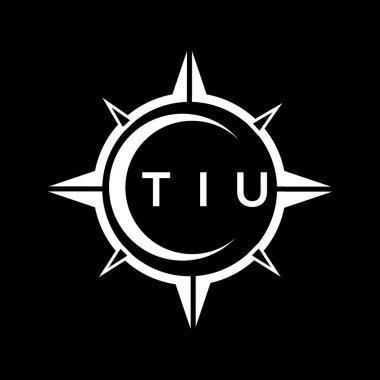 Siyah arka planda TIU soyut teknoloji logosu tasarımı. TIU yaratıcı harflerin baş harfleri logo kavramı.