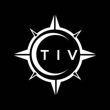 Siyah arka planda TIV soyut teknoloji logosu tasarımı. TIV yaratıcı harflerin baş harfleri logo kavramı.