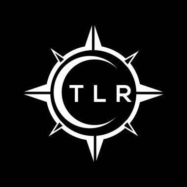 Siyah arka planda TLR soyut teknoloji logosu tasarımı. TLR yaratıcı harf logosu kavramı.