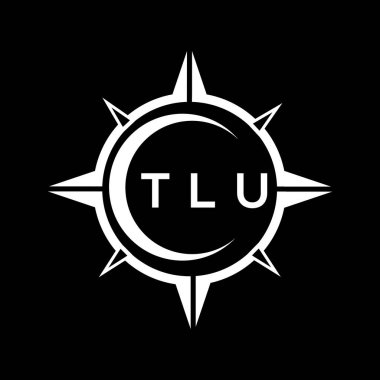 Siyah arka planda TLU soyut teknoloji logosu tasarımı. TLU yaratıcı harflerin baş harfleri logo kavramı.