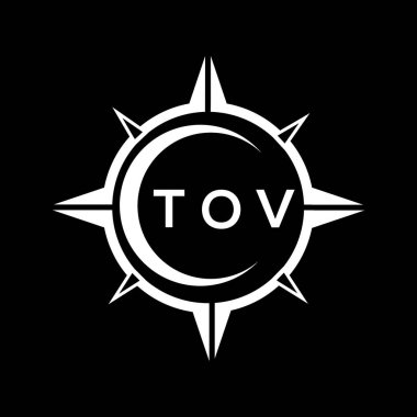 Kara zemin üzerinde TOV soyut teknoloji logo tasarımı. TOV yaratıcı harflerin baş harfleri logo kavramı.