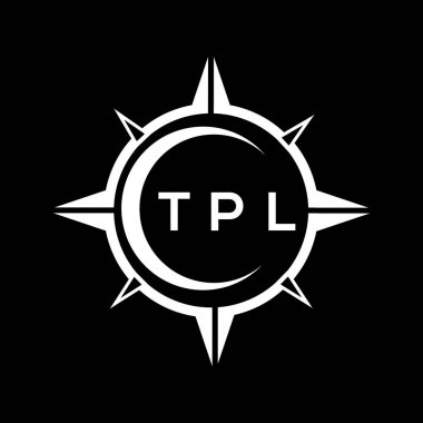 Siyah arka planda TPL soyut teknoloji logosu tasarımı. TPL yaratıcı harf logosu kavramı.