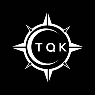 Siyah arka planda TQK soyut teknoloji logosu tasarımı. TQK yaratıcı harflerin baş harfleri logo kavramı.