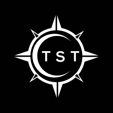 Siyah arka planda TST soyut teknoloji logosu tasarımı. TST yaratıcı harf logosu kavramı.