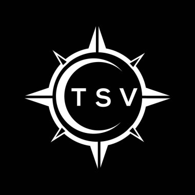 Siyah arka planda TSV soyut teknoloji logosu tasarımı. TSV yaratıcı harflerin baş harfleri logo kavramı.
