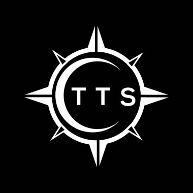 Siyah arka planda TTS soyut teknoloji logosu tasarımı. TTS yaratıcı harf logosu kavramı.