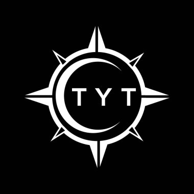 Siyah arka planda TYT soyut teknoloji logosu tasarımı. TYT yaratıcı harflerin baş harfleri logo kavramı.