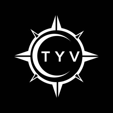 Siyah arka planda TYV soyut teknoloji logosu tasarımı. TYV yaratıcı harflerin baş harfleri logo kavramı.