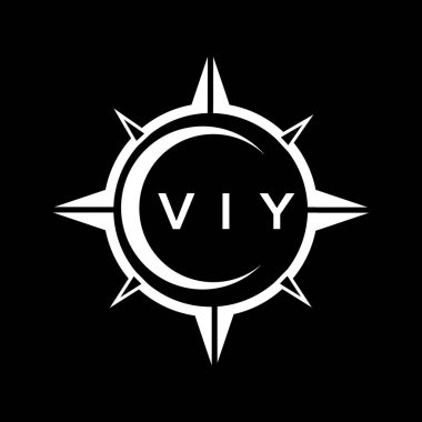 Siyah arka planda VİY soyut teknoloji logosu tasarımı. VIY yaratıcı harfler harf logosu kavramı.