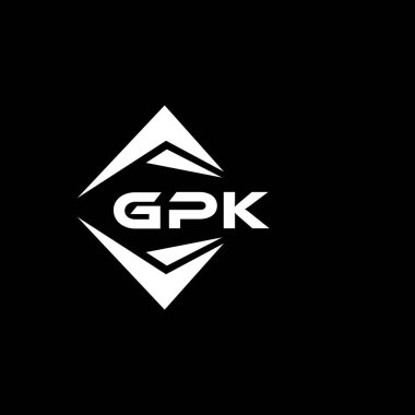 Siyah arka planda GPK soyut teknoloji logosu tasarımı. GPK yaratıcı harf logosu kavramı.