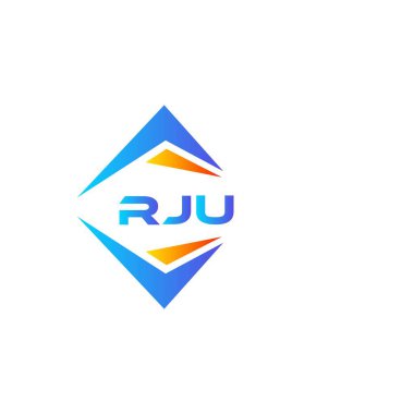 Beyaz arka planda RJU soyut teknoloji logosu tasarımı. RJU yaratıcı harf logosu kavramı.