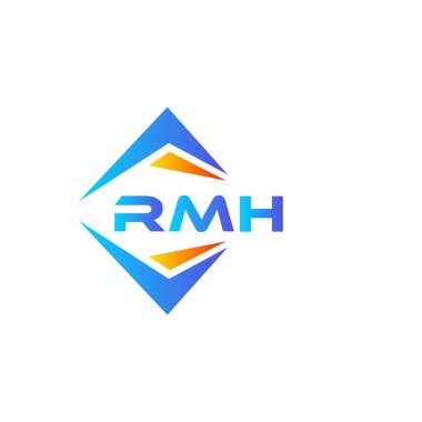 Beyaz arka planda RMH soyut teknoloji logosu tasarımı. RMH yaratıcı harflerin baş harfleri logo kavramı.