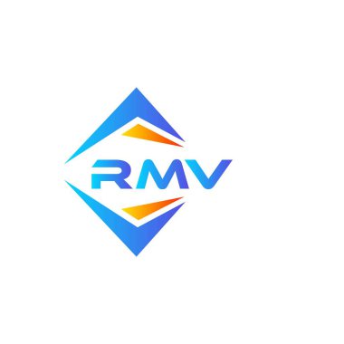 Beyaz arka planda RMV soyut teknoloji logo tasarımı. RMV yaratıcı harflerin baş harfleri logo kavramı.