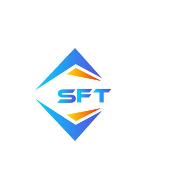 Beyaz arka planda SFT soyut teknoloji logosu tasarımı. SFT yaratıcı harflerin baş harfleri logo kavramı.