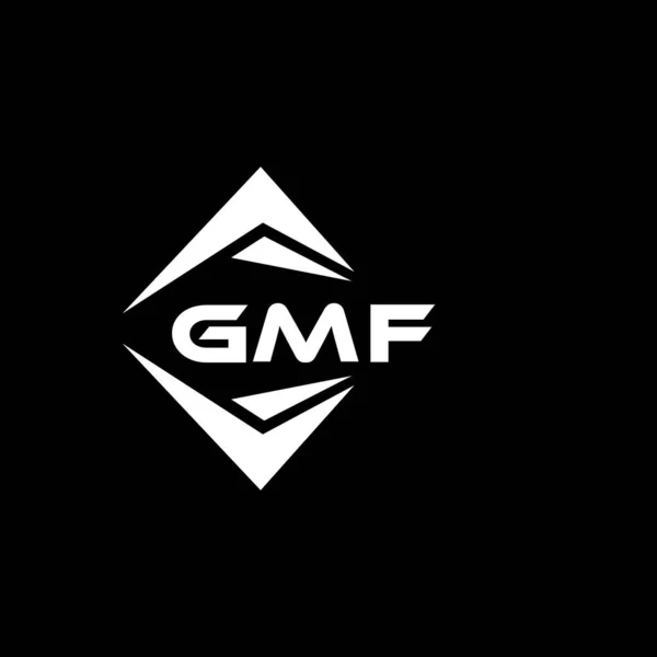 Siyah arka planda GMF soyut teknoloji logosu tasarımı. GMF yaratıcı harf logosu kavramı.
