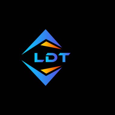 Kara fon üzerinde LDT soyut teknoloji logosu tasarımı. LDT yaratıcı harflerin baş harfleri logo kavramı.